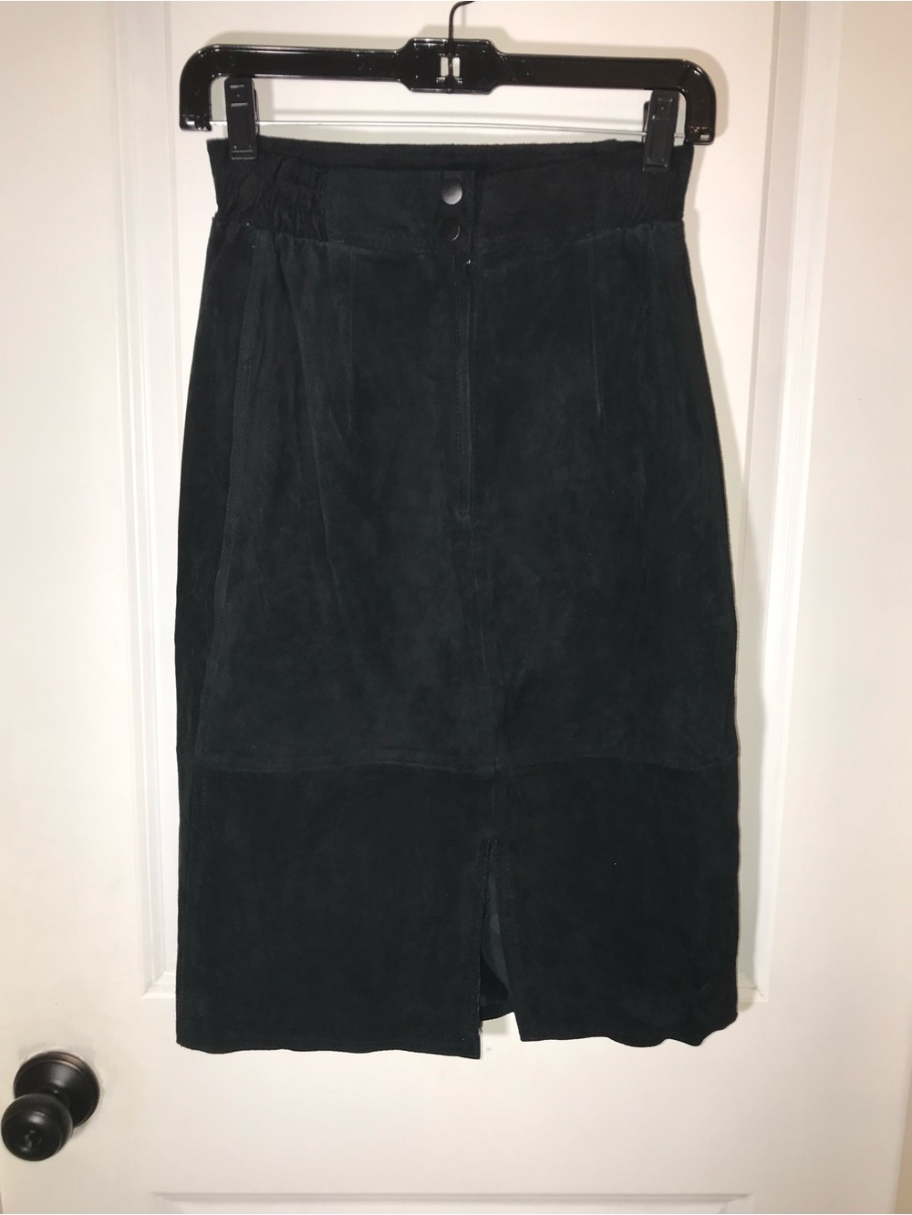 Vintage split end it’d women’s leather suede black skirts